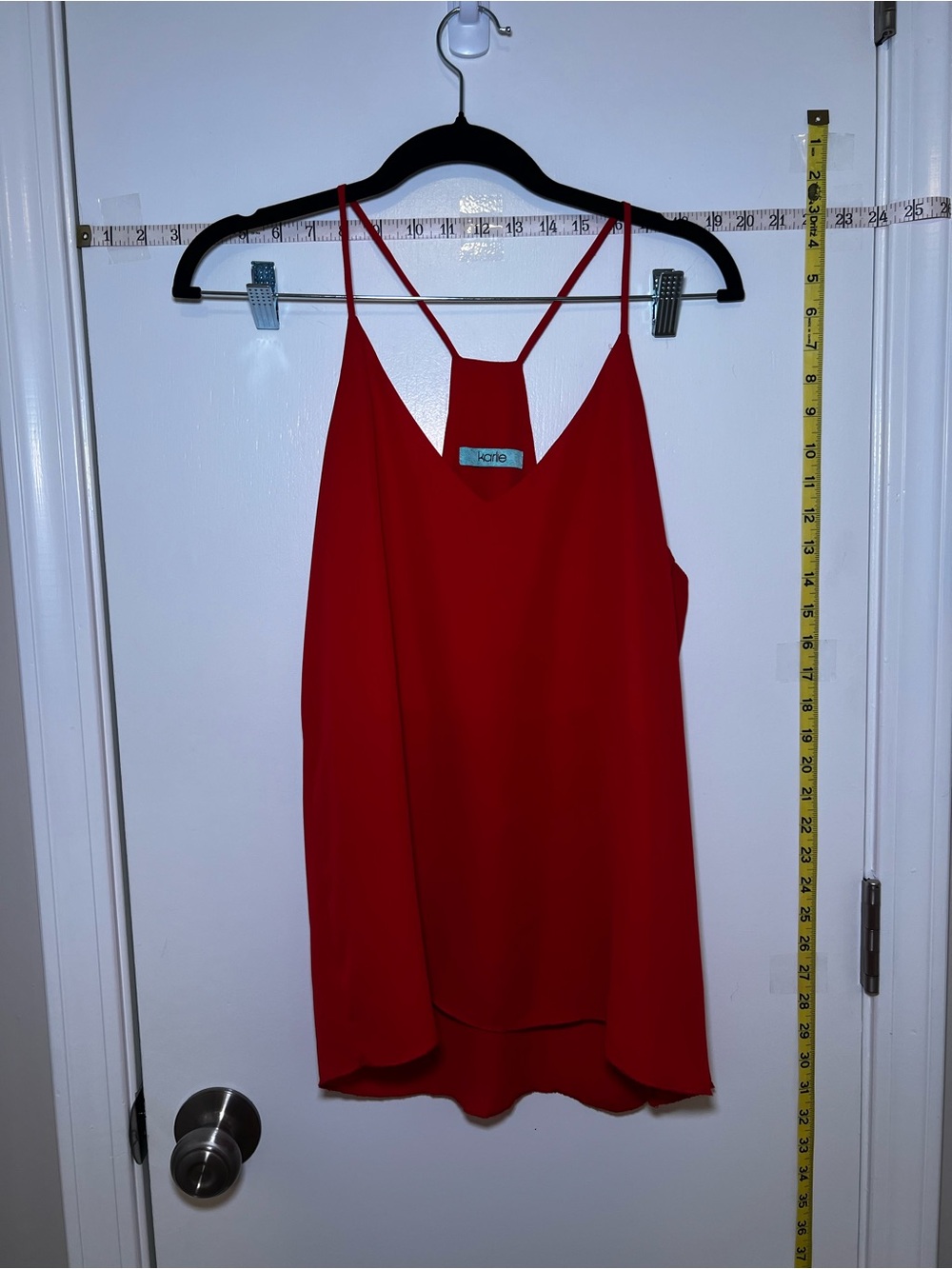Karlie Red Spaghetti Strap V‑Neck Razorback Cami
